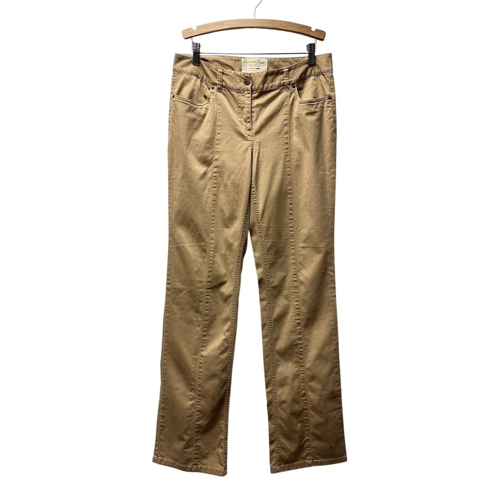 London Jean 8 Brown Chino Pants Flare Leg The Christie Fit Boho Stretch Preppy